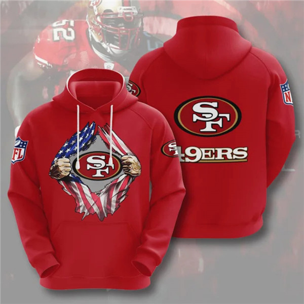 Men's San Francisco 49ers Red NFL 3D Trending T-Shirt Hoodie